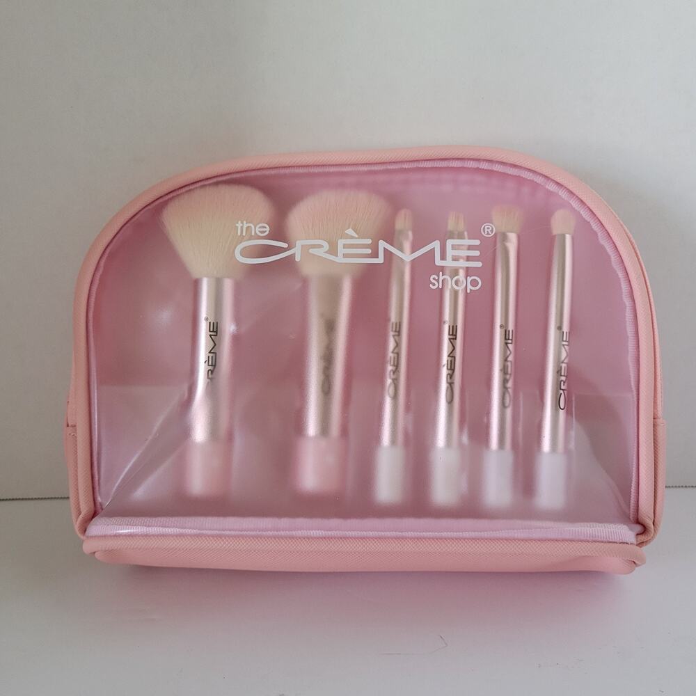 The Creme Shop Pink Makeup Brush Travel Bag 6 Piece Set Bridesmaid Gift New!